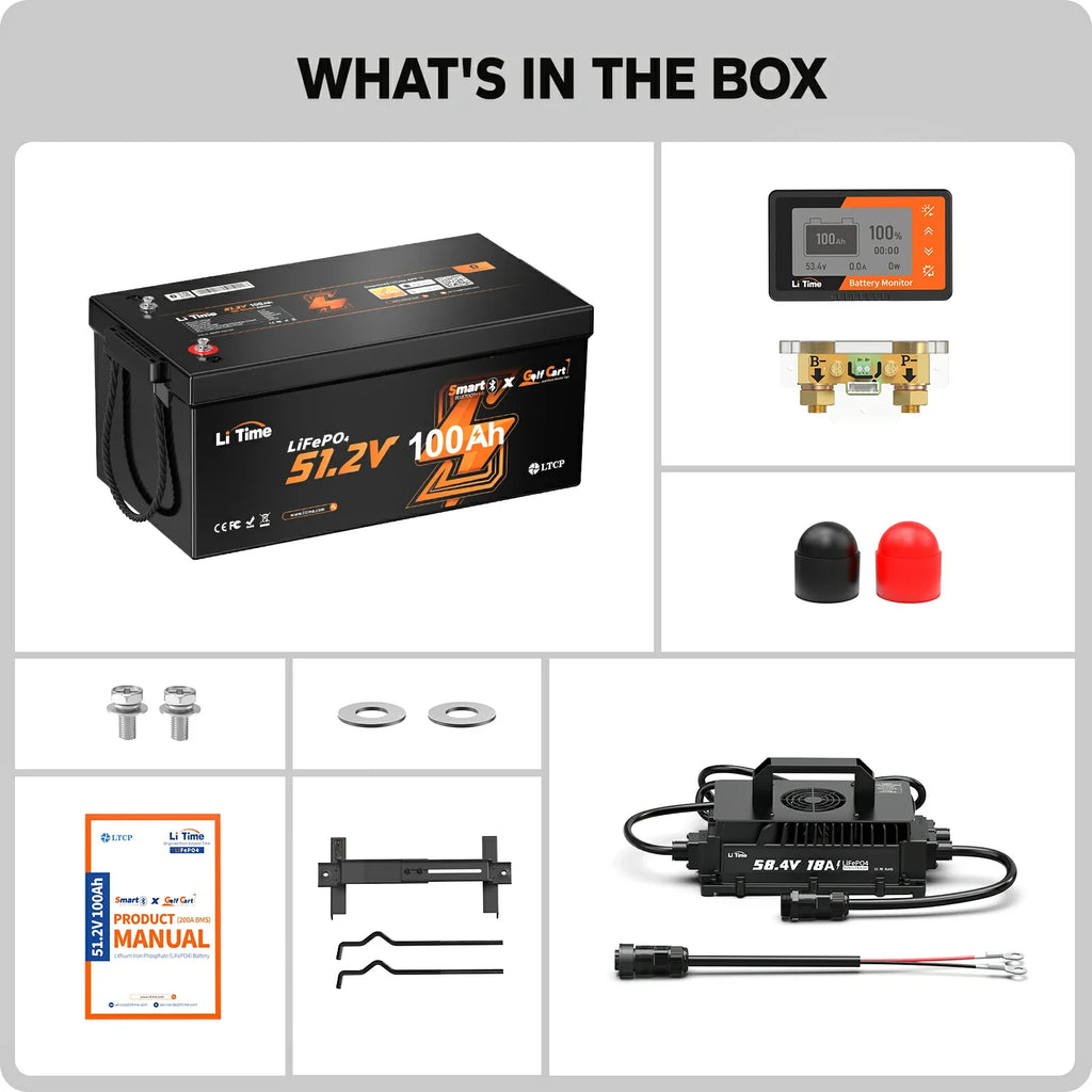 LiTime 51.2V 100Ah Lithium Golf Cart Battery Kit