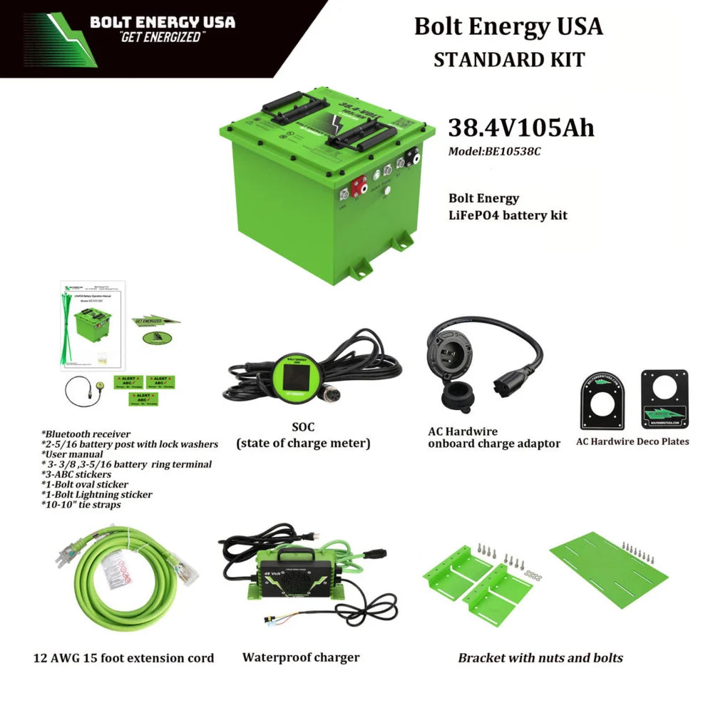 Bolt Energy 36V 105Ah Lithium Battery Complete Kit