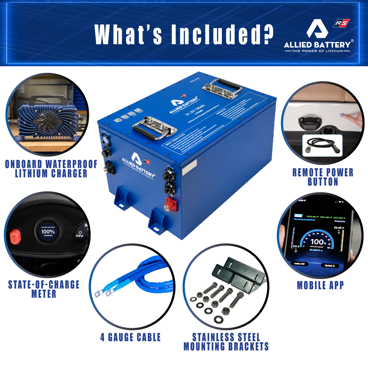 Allied 36V 105Ah Golf Cart Lithium Battery Kit