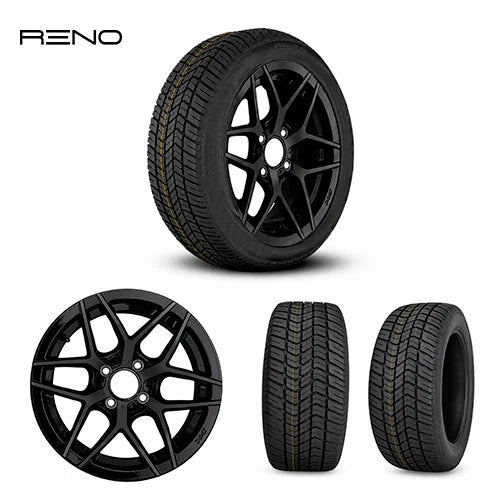 RENO APEX 14" Golf Cart Wheel & 23" Tire Set – Black or Chrome