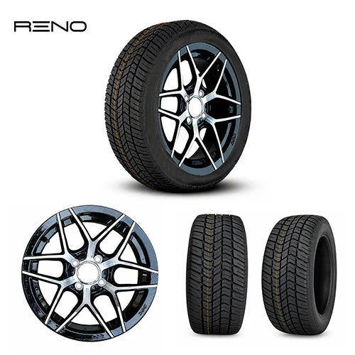 RENO APEX 14" Golf Cart Wheel & 23" Tire Set – Black or Chrome