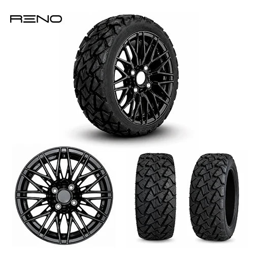 RENO PRIME 14" Black Golf Cart Wheel & 23" Tire Set