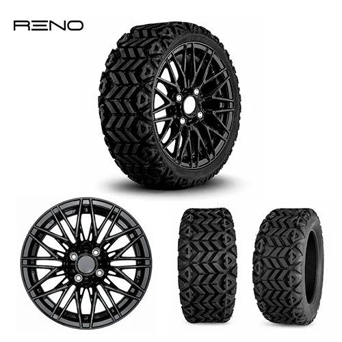 RENO PRIME 14" Black Golf Cart Wheel & 23" Tire Set